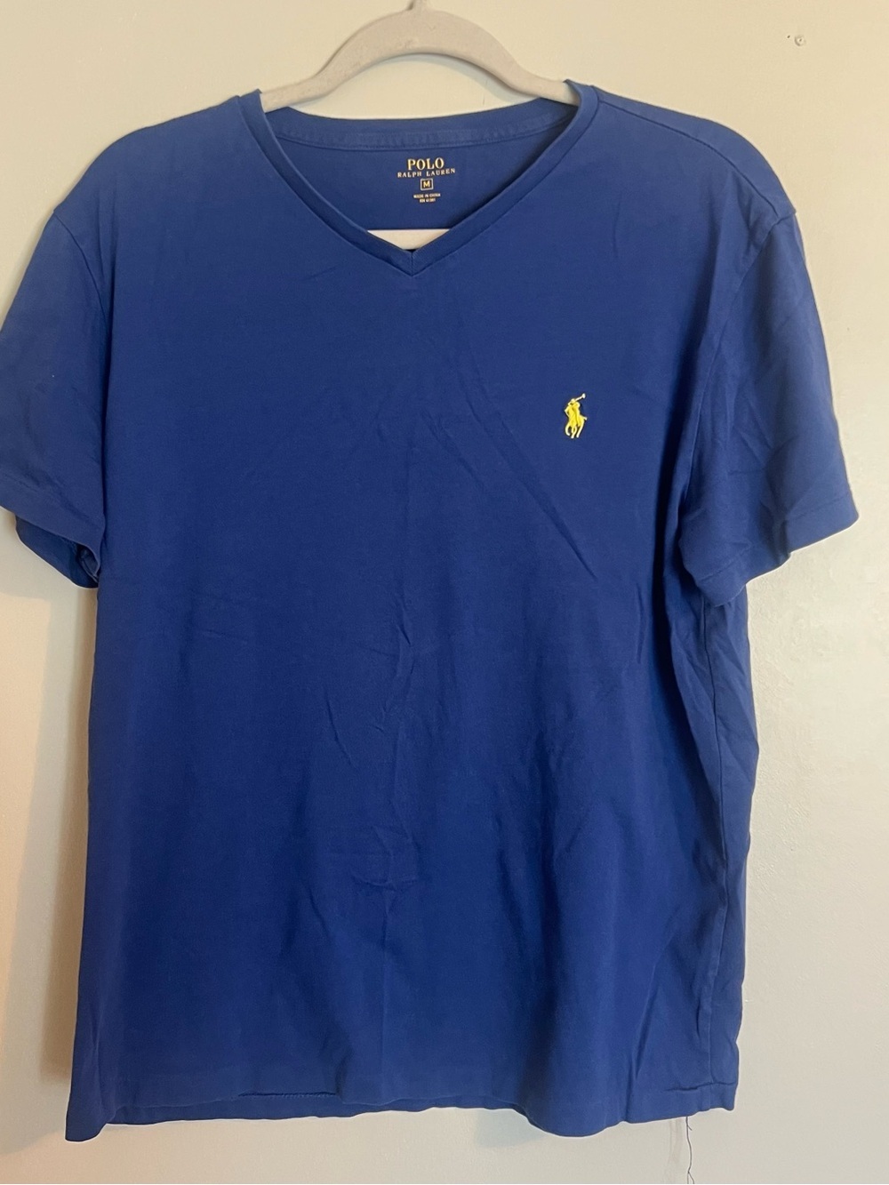 Polo by Ralph Lauren V-Neck Tee in Royal Blue with Yellow Pony